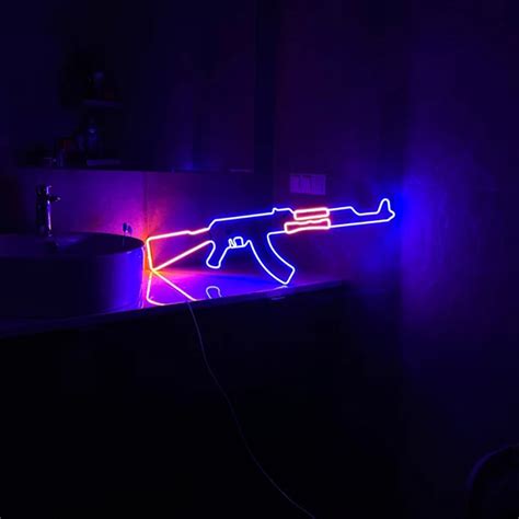 Buy Gun Led Neon Signs AK 47 gift Pistol LED Neon Lights Gun Wall Art D ...