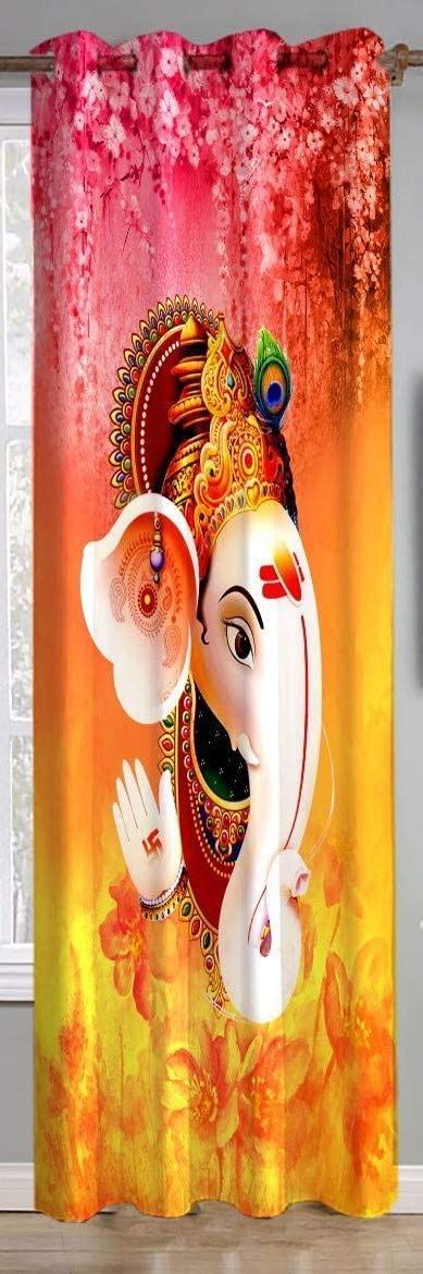 Buy MIGEN Polyester 3D Digital God Ganpati Bappa Print Curtain for ...
