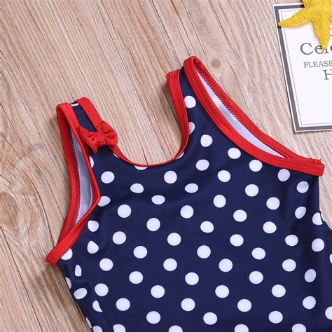 Blue red dot printed One-piece Swimsuit For Toddle... - Grandado