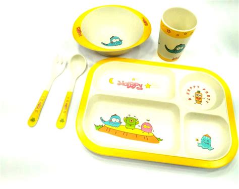 Bamboo Fibre Spoon, Fork, Glass, Bowl & Plate Set : Amazon.in: Baby ...