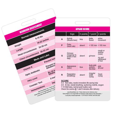 APGAR Score Reference and Newborn Assessment Vertical Badge Card ...