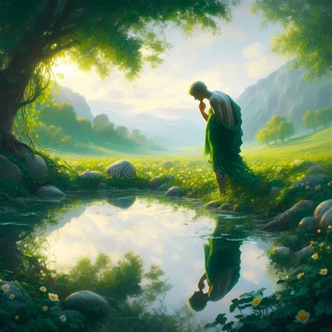 Narcissus Greek mythology stock de ilustración. Ilustración de caos ...