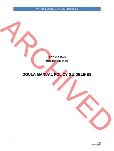Fillable Online DOULA MANUAL POLICY GUIDELINES Fax Email Print - pdfFiller
