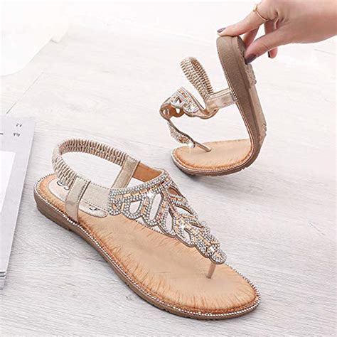 Buy WESIDOM Flat Sandals for Women,T-Strap Flip Flops Thong Elastic ...