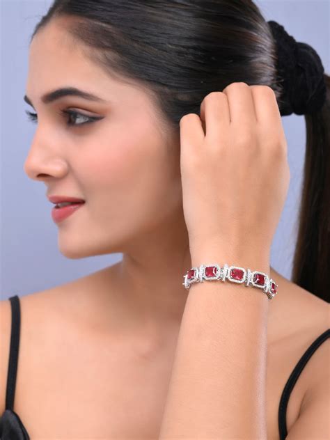 Buy Red American diamond Charm Bracelets for Women (SBBR32UN_228 ...