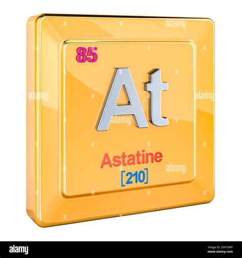 Astatine At, chemical element sign with number 85 in periodic table. 3D rendering isolated on ...