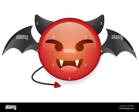 High quality emoticon smiling with horns, devil emoji isolated on white ...