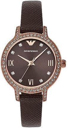 Buy Emporio Armani Leather Analog Brown Dial Women Watch-Ar11555, Brown ...
