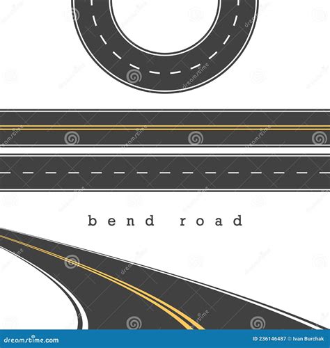 Curved Roads Vector Set. Asphalt Road Or Way And Curve Road Highway ...
