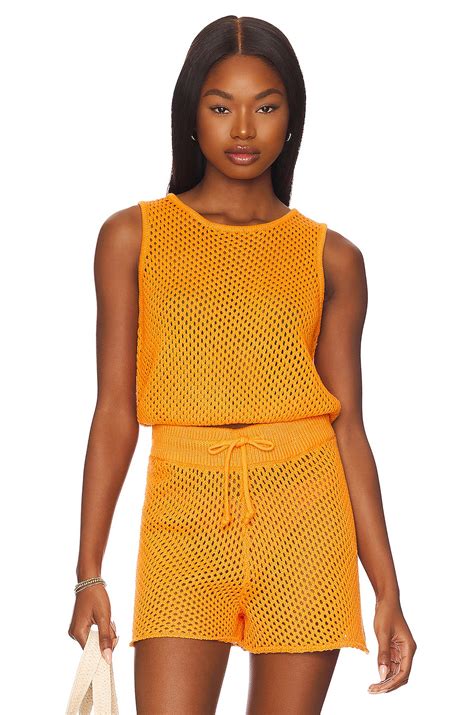 WeWoreWhat Crochet Ruched Crop Top in Carrot | REVOLVE