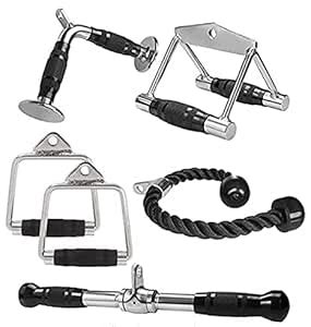 FF Sports Cable Machine Attachment Combo : V Shaped Handle, Double D ...