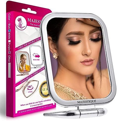 MAJESTIQUE Tabletop Mount Double Side Makeup Mirror, 1X/20X Square Zoom ...