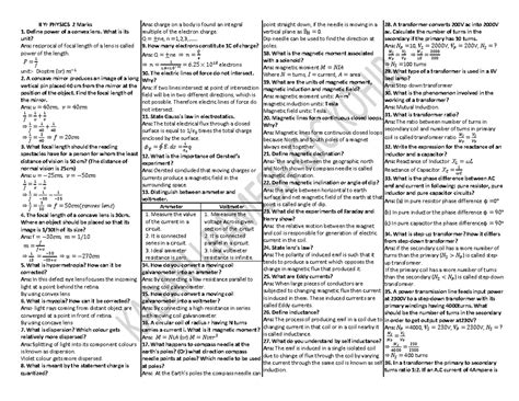 II Yr PHYSICS 2 Marks - Key Concepts and Definitions - Studocu