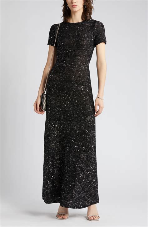 ZOE AND CLAIRE Sequin Short Sleeve Sweater Dress | Nordstromrack