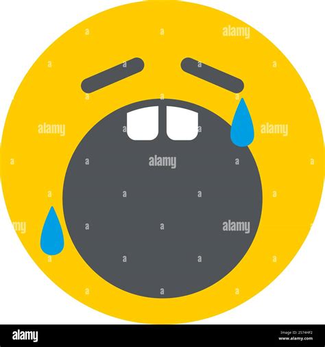 Crying out loud emoji. Flat round face with tears isolated on white ...