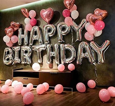 Heartbeat HD Metallic Golden, Pink and White Balloons(45pcs), Silver ...