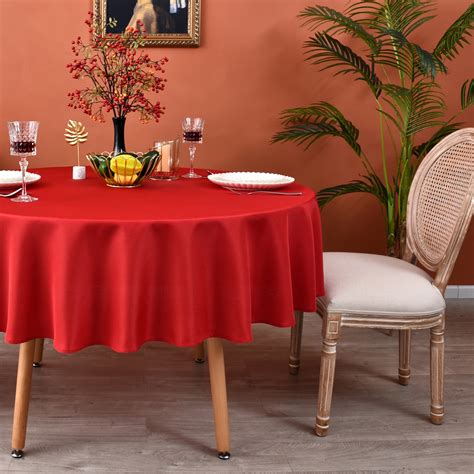 MEANMOY Red 210 GSM Water & Stain Resistant Round Tablecloth for Circle ...