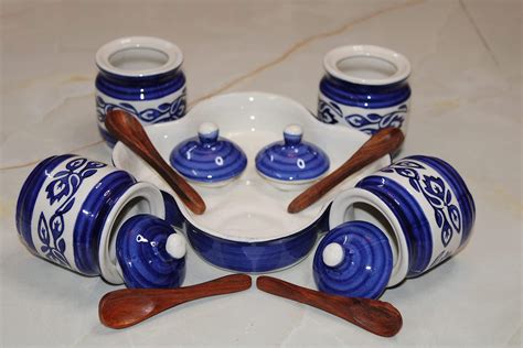 Buy ExclusiveLane Moroccon Hand-Painted Ceramic Pickle Jars Set for ...