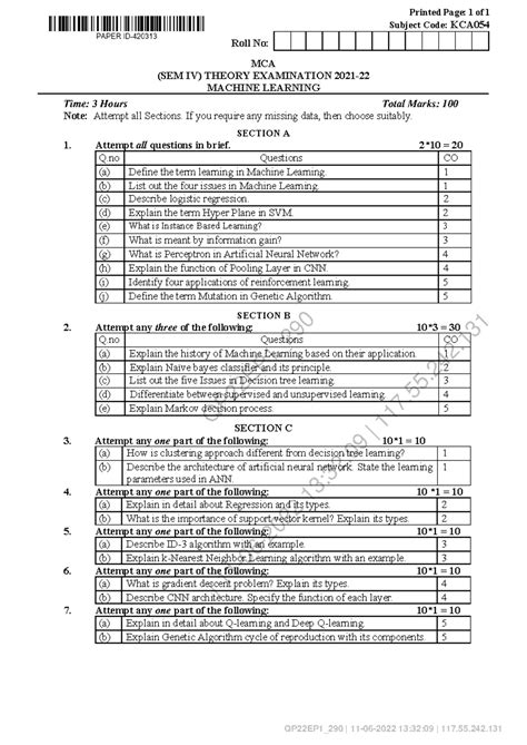 Machine- Learning-KCA-054-1 - MCA Note: Attempt all Sections. If you ...
