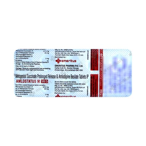 AMLOSTATUS M 5/50MG TABLET 10'S : View Price, Combination and ...
