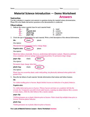 Material Science Introduction Demo Worksheet - Fill and Sign Printable ...