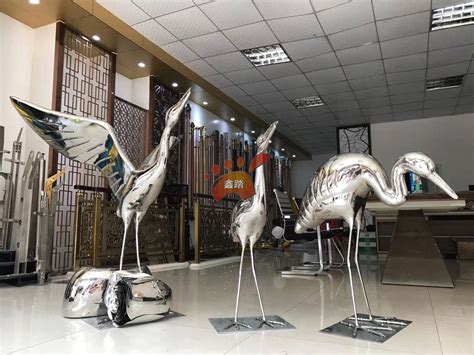 不锈钢仙鹤飞鸟雕塑 - 卓景雕塑公司