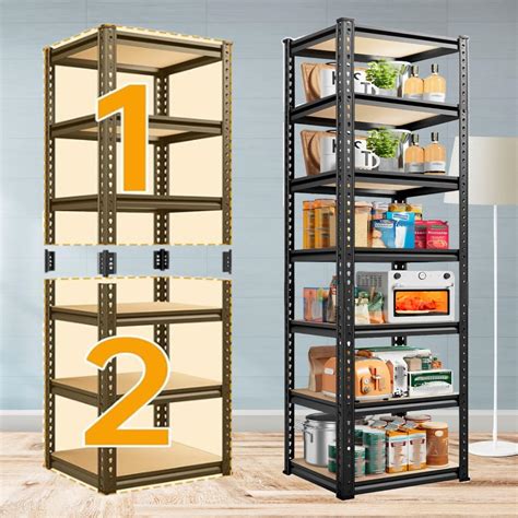 JD FRESH Adjustable 6 Tier Metal Shelf for Storage/Boltless Rack ...