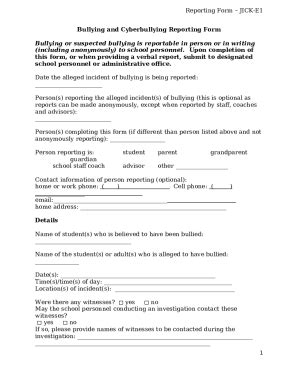 Report Bullying and Cyberbullying: best practice for ... Doc Template ...