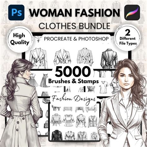 5000+ Woman Fashion Clothes Brushes Bundle - Procreate & Photoshop ...