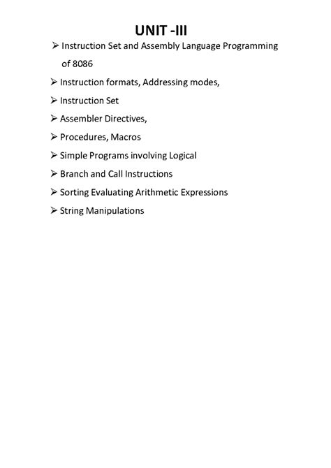 UNIT 3 MPMC: 8086 Instruction Set & Assembly Language Programming - Studocu