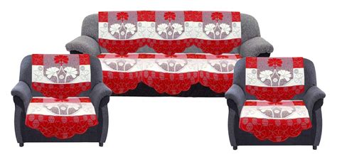 Kuber Industries Flower Cotton 6 Piece 5 Seater Sofa Cover Set ...