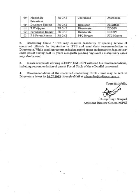 Deputation of Employees of Department of Posts to IPPB - Directorate ...