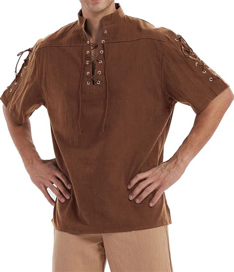 Buy Moomphya Men's Pirate Shirt Viking Steampunk Retro Renaissance ...