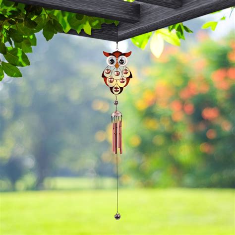Owl Wind Chime, 24.8" Handmade Metal Musical Chime With 6 Bronze ...