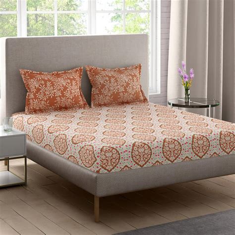 Buy PORTICO Sparkle Cotton 128TC Printed 3Pcs Queen Bedsheet Set from ...