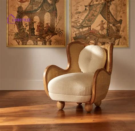 Meghna Solid Wood and Fabric Arm Chair | Living Room Chair | Lounge Ch ...