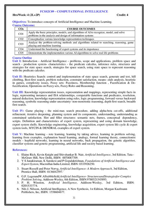 Complete syllabus pg-31 - 31 FCSS2C09 – COMPUTATIONAL INTELLIGENCE Hrs ...