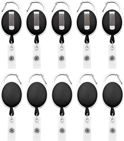 Fushing 10Pcs Carabiner Badge Reels Clips with Belt Clip Retractable Badge Holder Clips ID Card ...