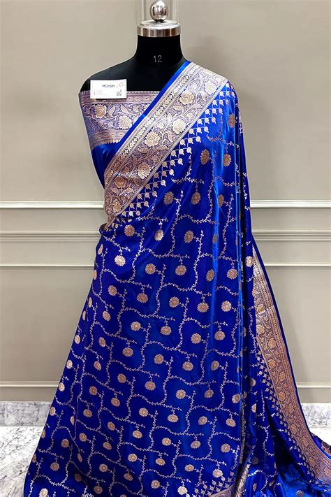 Firozi Blue Zari Katan Silk Banarasi Saree – Mohsin Textiles