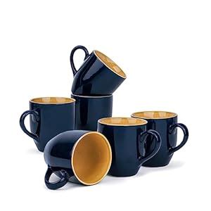 Shay Ceramic Coffee Mug Set, Set of 6, 300ml, Midnight Blue | Medium ...