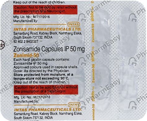 Buy Zonimid 50 MG Capsule (10) Online at Flat 15% OFF | PharmEasy