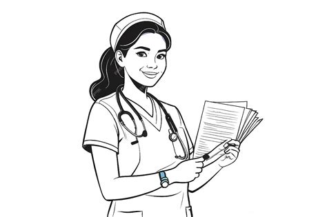 Premium Vector | Continuous one line drawing Nurse carry a stethoscope ...