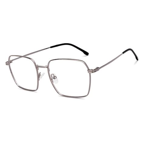 Buy Blue Block Zero Power Screen Glasses : Silver Black Full Rim Square ...