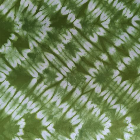 Pure Cotton Shibori White And Green Zig Zag Tie And Dye Hand Dyed Fabr ...