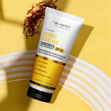 Kesar & Kojic Acid Sunscreen SPF 50+ - 80gm – Dr Sheth's