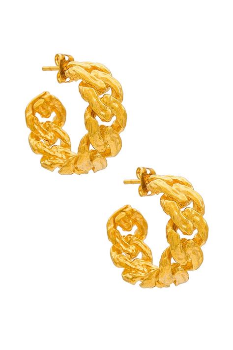 Joanna Laura Constantine Wave Chain Earrings in Gold | REVOLVE