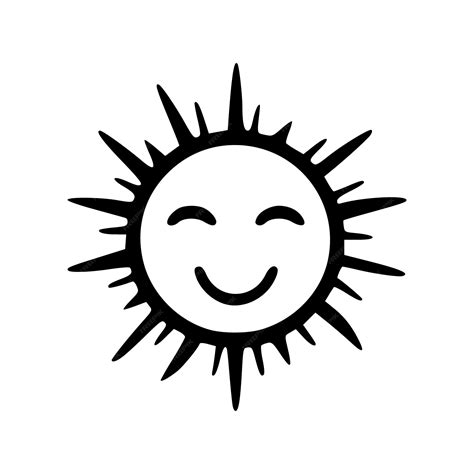 Premium Vector | Happy sun face minimal simple black outlines vector ...