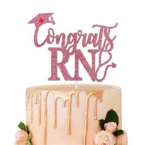 Congrats RN Cake Topper,Rose Gold Glitter Class 2020,Nursing School ...