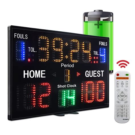 Buy Battery Powered Electronic Basketball Scoreboard with Clock, 12/14 ...