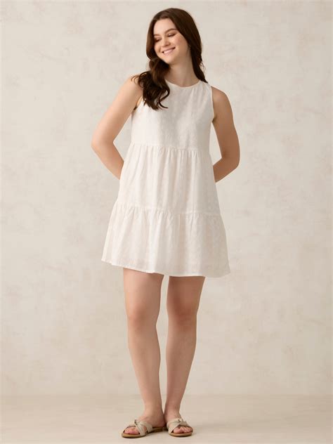 Shop White Mini Tiered Schiffli Dress - for Women | OUTZIDR | Gen-Z Style